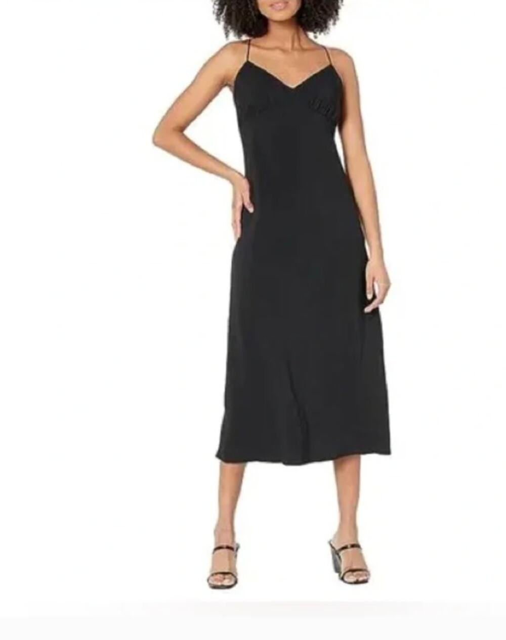 Madewell NWT Sadie Cami Slip Midi Dress Size 12 Black NK419